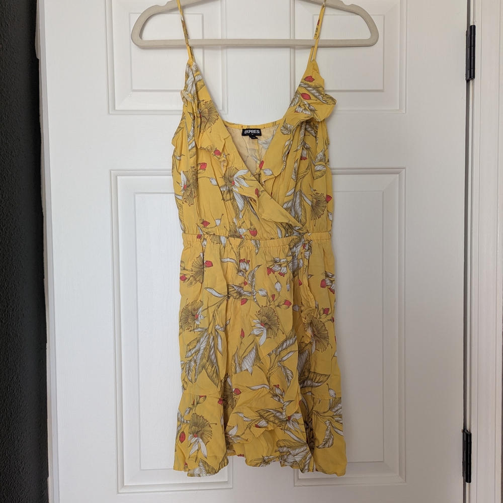 Express Yellow Floral Mini Dress